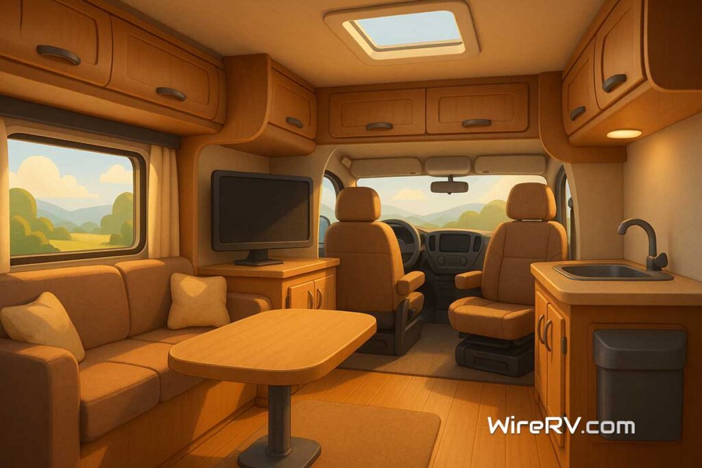 RV interior scene illustrating how Best RV Memberships enhance comfort and organization.