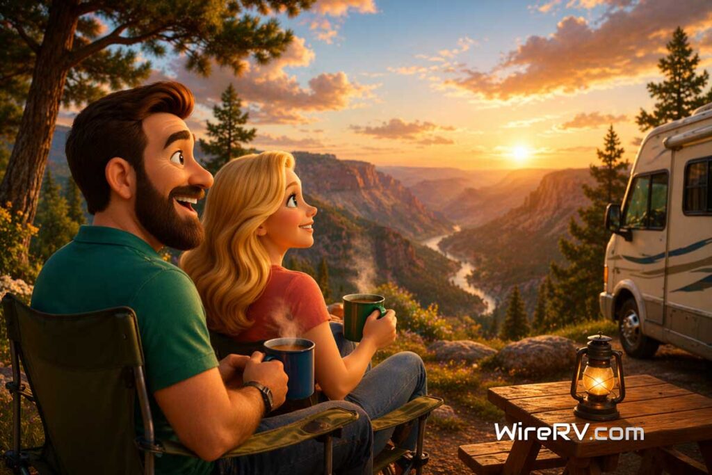 RV travelers enjoying sunset at one of the most visited national parks in the United States